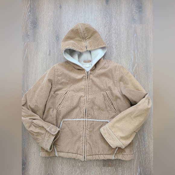 J. Crew Jackets & Blazers - VINTAGE J. Crew Corduroy Jacket Sherpa Fleece Lined With Hood 90s Women Large